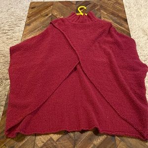 Oversized burgundy poncho with armholes